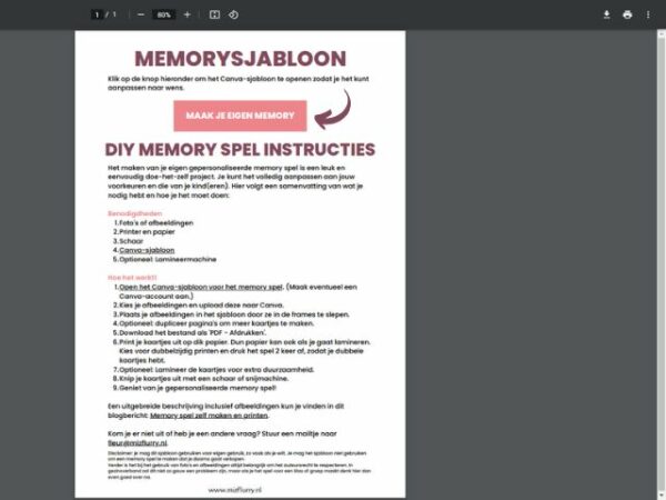 Memory Spel Zelf Maken En Printen Mizflurry Activiteiten Voor